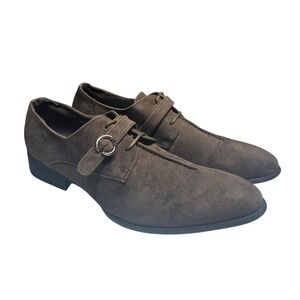 Amali Mens Brown Faux Suede Monk Strap Oxford Dress Shoes 2716-065 Size 10.5